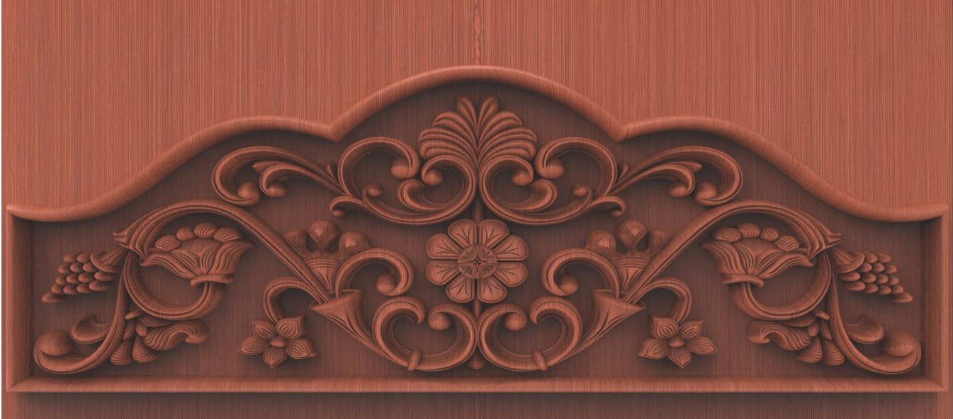 Beds & Sofa - BS-44 Classic Floral Archway Ornamental Relief Carving